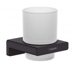 HANSGROHE - AddStoris Pohár na kefky a pastu s držiakom, matné sklo/čierna mat (41749670)