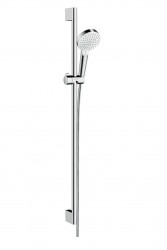 HANSGROHE - Crometta Sprchová súprava Vario 100, 2 prúdy, EcoSmart 9 l/min, sprchová tyč 90 cm, biela/chróm (26538400)
