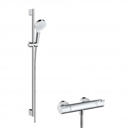 HANSGROHE - Crometta Sprchový set Vario s termostatom Ecostat 1001CL, 2 prúdy, biela/chróm (27813400)
