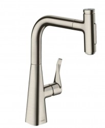 HANSGROHE - M71 Drezová batéria M7117-H240 s výsuvnou spŕškou, sBOX, vzhľad nehrdzavejúcej ocele (73817800)