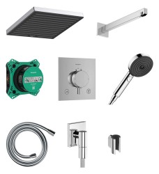 HANSGROHE - Pulsify E Sprchový set s termostatom pod omietku, s telesom, 26x26 cm, EcoSmart, chróm (24625000)