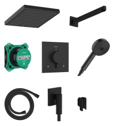 HANSGROHE - Pulsify E Sprchový set s termostatom pod omietku, s telesom, 26x26 cm, EcoSmart, matná čierna (24625670)