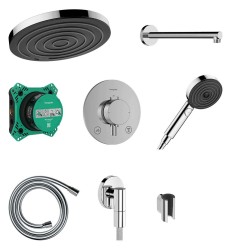 HANSGROHE - Pulsify S Sprchový set s termostatom pod omietku, s telesom, priemer 26 cm, EcoSmart, chróm (24624000)