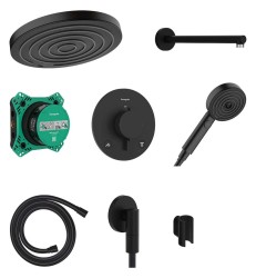 HANSGROHE - Pulsify S Sprchový set s termostatom pod omietku, s telesom, priemer 26 cm, EcoSmart, matná čierna (24624670)