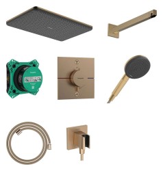 HANSGROHE - Raindance Alive Q Sprchový set s termostatom pod omietku, s telesom, 21x34 cm, 3 prúdy, kefovaný bronz (24620140)