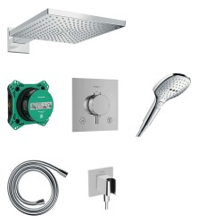 HANSGROHE - Raindance E Sprchový set s termostatom pod omietku, s telesom, 30x30 cm, 3 prúdy, chróm (24623000)