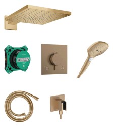 HANSGROHE - Raindance E Sprchový set s termostatom pod omietku, s telesom, 30x30 cm, 3 prúdy, kefovaný bronz (24623140)