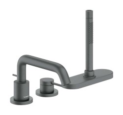 HANSGROHE - Tecturis S Batéria na okraj vane, 3-otvorová inštalácia, sBox, kefovaný čierny chróm (73447340)