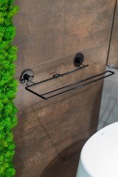 HOPA - Drôtený držiak toaletného papiera na nalepenie 3M, čierna farba (KD02091661)