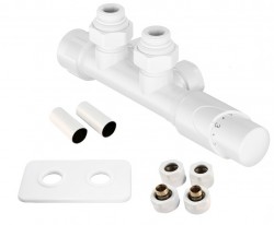 HOPA - HYBRID-SADA, univerzálny stredový ventil s mosadznou rozetou - Farba - Biela (RDHYBRIDSADAMRW)