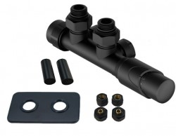 HOPA - HYBRID-SADA, univerzálny stredový ventil s mosadznou rozetou - Farba - Čierna (RDHYBRIDSADAMRB)