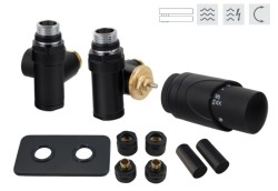 HOPA - INTEGRATO-SADA, univerzálny rohový ventil s mosadznou rozetou 1 ks - Farba - Čierna (RDINTEGSADAHMRB)