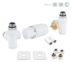 HOPA - INTEGRATO-SADA, univerzálny rohový ventil s mosadznou rozetou 2 ks - Farba - Biela (RDINTEGSADAMRW)