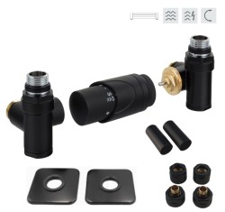 HOPA - INTEGRATO-SADA, univerzálny rohový ventil s mosadznou rozetou 2 ks - Farba - Čierna (RDINTEGSADAMRB)