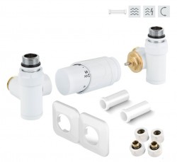 HOPA - INTEGRATO-SADA, univerzálny rohový ventil s plastovou rozetou - Farba - Biela (RDINTEGSADARPW)