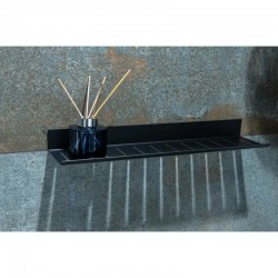 HOPA - Kovová polička na nalepenie 3M, 49,5x12x4,6 cm, čierna farba (KD02081798)