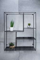 HOPA - Nástenná drôtená polička, 50x60x20 cm, čierna farba (KD02081781)