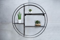 HOPA - Nástenná drôtená polička, 53x53x12 cm, čierna farba (KD02081782)