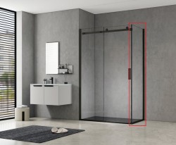 HOPA - Pevná bočná stena PANEL BELVER BLACK NEW - Farba rámu - Čierna, Pevná stena - 100 Smer zatvárania - Univerzálny Ľavé / Pravé, Výplň - Číre bezpečnostné sklo - 8 mm (BCBELV100PSBCN)