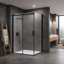 HOPA - Pevná bočná stena PANEL BELVER BLACK NEW - Farba rámu - Čierna, Pevná stena - 80 Smer zatvárania - Univerzálna Ľavé / Pravé, Výplň - Číre bezpečnostné sklo - 8 mm (BCBELV80PSBCN)