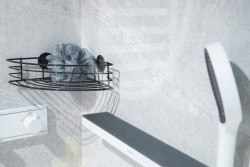 HOPA - Rohová drôtená polička na nalepenie 3M, čierna farba (KD02081664)