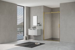 HOPA - Sprchové dvere BELVER GOLD NEW - Farba rámu - Zlatá, Rozmer A - 140, Smer zatvárania - Univerzálny Ľavé / Pravé, Výplň - Číre bezpečnostné sklo - 8 mm (BCBELV14BGCN)