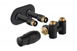 HOPA - THERMCOMB-SET, stredový ventil (Z4K) s pripojením pre elektrickú tyč - Farba - Čierna matná tmavá, Variant - Ľavá (RDTHERCOMSETLMB)