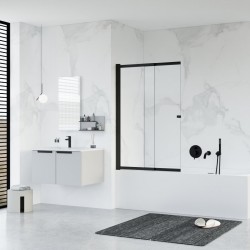 HOPA - Vaňová zástena EASY SLIDE BLACK NEW - Farba rámu - Čierna matná, Rozmer A - 100, Rozmer C - 150, Smer zatvárania - Univerzálne Ľavé / Pravé, Výplň - Číre bezpečnostné sklo - 5 mm (BCEASL100BCN)