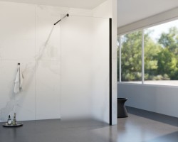 HOPA - Walk-in sprchovací kút LAGOS BLACK NEW 200 - Farba rámu - Čierna, Rozmer A - 100, Rozmer C - 200, Výplň - Matné bezpečnostné sklo - 8 mm (BCLAGO10MBFN2)
