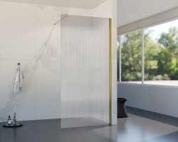 HOPA - Walk-in sprchovací kút LAGOS GOLD NEW 200 - Farba rámu - Zlatá, Rozmer A - 100, Rozmer C - 200, Výplň - Vrúbkované bezpečnostné sklo - 8 mm (BCLAGO10BGPN2)