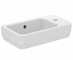 IDEAL STANDARD - i.Life S Umývadielko, 45x25 cm, s prepadom, otvor na batériu vpravo, biela (T458601)