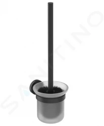 IDEAL STANDARD - IOM WC kefa nástenná s držiakom, čierna/satinované sklo (A9119XG)