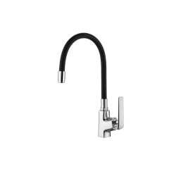 INVENA - Drezová batéria Ligaria s elastickým výtokom, chróm / čierna (BZ-39-008-L)