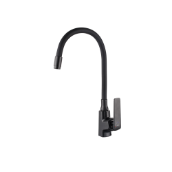 INVENA - Drezová batéria Ligaria s elastickým výtokom, čierna (BZ-39-004-L)