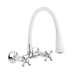 INVENA - Nástenná batéria ROMA flexibilný výtok, biela (BC-24-E2S-L)