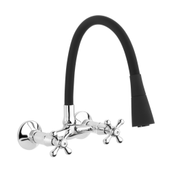 INVENA - Nástenná batéria ROMA flexibilný výtok, čierna (BC-24-E4S-L)