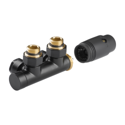 INVENA - Súprava na dolné pripojenie zdvojená typu duoplex s blokáciou čierna prev; (SK-92-C15-S)