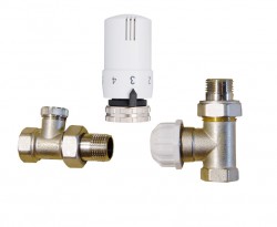 INVENA - Termostatická sada ventilov, rohová biela: hlavica, termostatický ventil, spätný ventil (CD-77-K15-S)