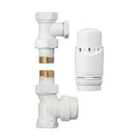 INVENA - Termostatická sada ventilov, rovná, biela: hlavica, termostatický ventil, spätný ventil (CD-77-P15-S)