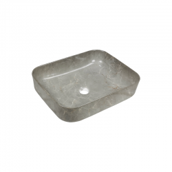 INVENA - Umývadlo na dosku FLORINA, 51 cm, obdĺžnik, efekt šedého lesklého mramoru (CE-40-705-C)