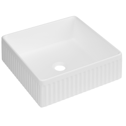 INVENA - Umývadlo na dosku Glamour Trend 36x36cm, ryhovaný štvorec, biely lesk (CE-63-K01-L)