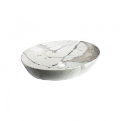INVENA - Umývadlo na dosku Ipsarion 62 cm, ovál s mramorovým efektom, béžová/hnedá mat (CE-84-721-C)