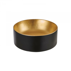 INVENA - Umývadlo na dosku KOS TREND 42 cm, kruhové čierna zlatá (CE-38-017-C)