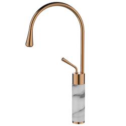 INVENA - Umývadlová batéria vysoká STONE biela/meď (BU-03-W18-V)