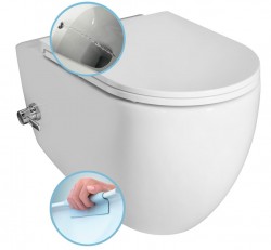 ISVEA - INFINITY CLEANWASH závesná WC misa Rimless, integrovaná batéria a bidetová spŕška 36,5x53cm, biela (10NFS1005I)