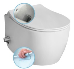 ISVEA - SENTIMENTI CLEANWASH závesná WC misa, integrovaný ventil a bidetová spŕška, Rimless, 36x53cm, biela (10ARS1101I)