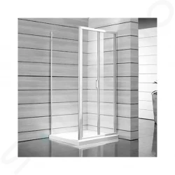 JIKA - Lyra plus Sprchové dvere skladacie 800 Ľ/P, sklo dekor stripy, biela (H2553810006651)