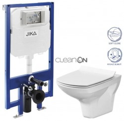 JIKA predstenový inštalačný 8 cm systém bez tlačidla + WC CERSANIT CLEANON CARINA + SEDADLO (H894652 X CA3)