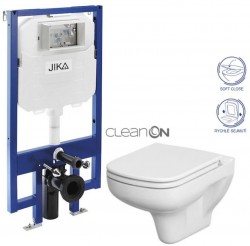 JIKA predstenový inštalačný 8 cm systém bez tlačidla + WC CERSANIT CLEANON COLOUR + SEDADLO (H894652 X CN1)