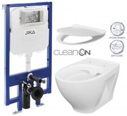 JIKA predstenový inštalačný 8 cm systém bez tlačidla + WC CERSANIT CLEANON MODUO + SEDADLO (H894652 X MO1)